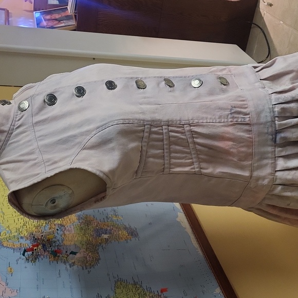 American jeans Sleeveless violet denim vintage dress with Metallic buttons - Picture 5 of 12